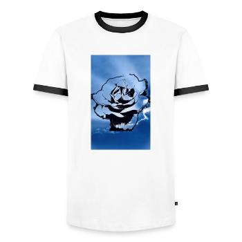 Dark Blue Sky Flower - Men's Ringer Shirt - white/black - Front - AI Model Female 172 light (172cm) & AI Model Male 178 dark (178cm)