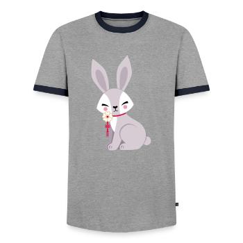 Hase - Männer Kontrast-T-Shirt - Grau/Navy  - Vorne - AI Model Female 172 light (172cm) & AI Model Male 178 light (178cm)