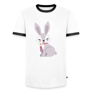 Hase - Männer Kontrast-T-Shirt - Weiß/Schwarz - Vorne - AI Model Female 172 light (172cm) & AI Model Male 178 dark (178cm)
