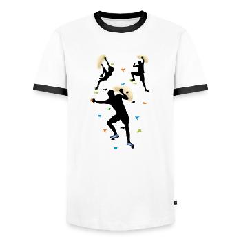 Bloc, Sports, Escalade, Athlètes - T-shirt contrasté Homme - blanc/noir - Devant - AI Model Female 172 light (172cm) & AI Model Male 178 dark (178cm)