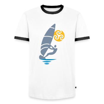 Tribal windsurfing - Men's Ringer Shirt - white/black - Front - AI Model Female 172 light (172cm) & AI Model Male 178 dark (178cm)