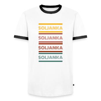Rétro Solyanka - T-shirt contrasté Homme - blanc/noir - Devant - AI Model Female 172 light (172cm) & AI Model Male 178 dark (178cm)