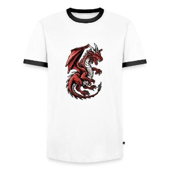 Vintage Dragon rampant - Men's Ringer Shirt - white/black - Front - AI Model Female 172 light (172cm) & AI Model Male 178 dark (178cm)