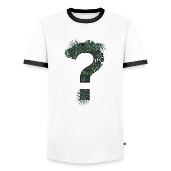 Question mark tropical plants - Men's Ringer Shirt - white/black - Front - AI Model Female 172 light (172cm) & AI Model Male 178 dark (178cm)
