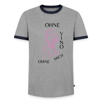 Ohne Vino ohne mich - Männer Kontrast-T-Shirt - Grau/Navy  - Vorne - AI Model Female 172 light (172cm) & AI Model Male 178 light (178cm)