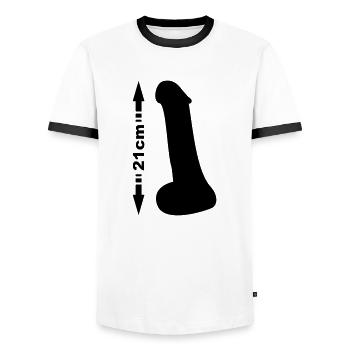Penis 21cm - Männer Kontrast-T-Shirt - Weiß/Schwarz - Vorne - AI Model Female 172 light (172cm) & AI Model Male 178 dark (178cm)