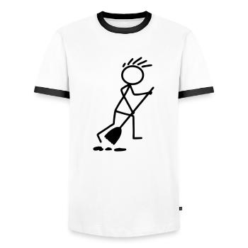 Mann mit Besen - Männer Kontrast-T-Shirt - Weiß/Schwarz - Vorne - AI Model Female 172 light (172cm) & AI Model Male 178 dark (178cm)