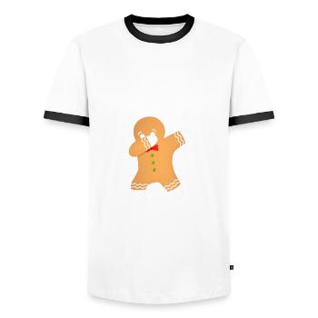 Easily Distracted By Cookies Christmas Cookie - Men's Ringer Shirt - white/black - Front - AI Model Female 172 light (172cm) & AI Model Male 178 dark (178cm)