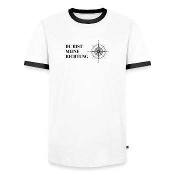 Du bist meine Richtung - Männer Kontrast-T-Shirt - Weiß/Schwarz - Vorne - AI Model Female 172 light (172cm) & AI Model Male 178 dark (178cm)