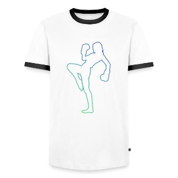 Kickboxing Kickboxing Boxe féminine Kickboxing - T-shirt contrasté Homme - blanc/noir - Devant - AI Model Female 172 light (172cm) & AI Model Male 178 dark (178cm)