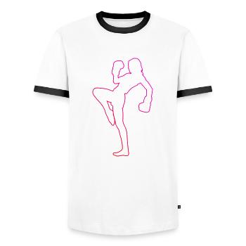 Kickboxer Kickboxing Women Men's Kickboxing - Men's Ringer Shirt - white/black - Front - AI Model Female 172 light (172cm) & AI Model Male 178 dark (178cm)