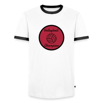 Volleyball - Volley Ball - Volley-Ball - Sport - Men's Ringer Shirt - white/black - Front - AI Model Female 172 light (172cm) & AI Model Male 178 dark (178cm)