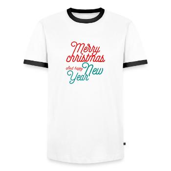 Merry christmas - T-shirt contrasté Homme - blanc/noir - Devant - AI Model Female 172 light (172cm) & AI Model Male 178 dark (178cm)