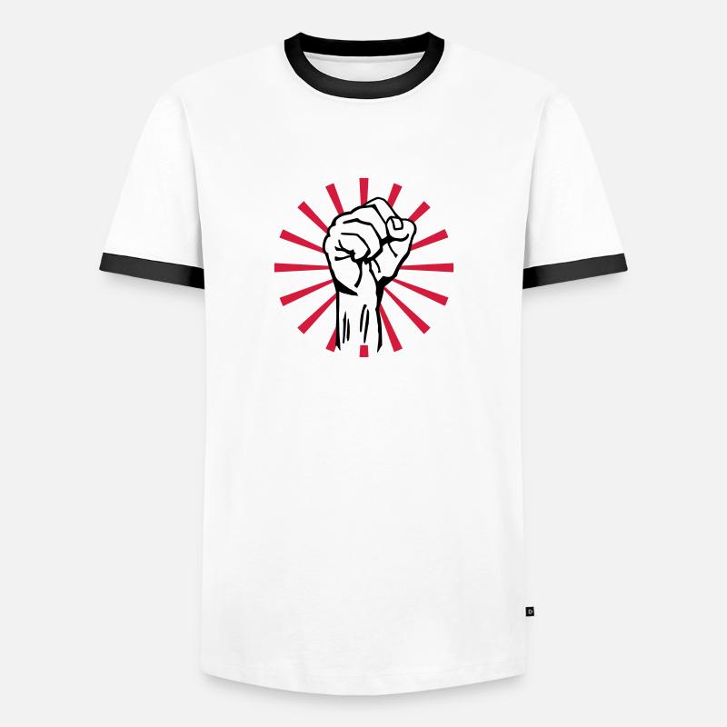 fist 2c rays - Men's Ringer Shirt - white/black