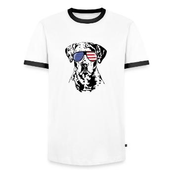 CATAHOULA LEOPARD DOG America Flag Lunettes de soleil - T-shirt contrasté Homme - blanc/noir - Devant - AI Model Female 172 light (172cm) & AI Model Male 178 dark (178cm)