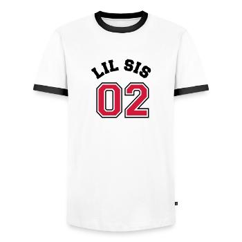 Lil Sis 02 - Little Sister - T-shirt contrasté Homme - blanc/noir - Devant - AI Model Female 172 light (172cm) & AI Model Male 178 dark (178cm)