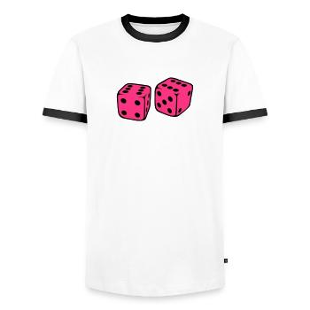 Dice - Men's Ringer Shirt - white/black - Front - AI Model Female 172 light (172cm) & AI Model Male 178 dark (178cm)