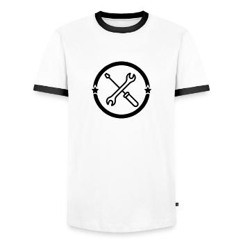 Mechanic Mechanik Mécanique Mécanicien Garage - Men's Ringer Shirt - white/black - Front - AI Model Female 172 light (172cm) & AI Model Male 178 dark (178cm)