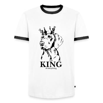 Weimaraner King Hundespruch Hunde Wilsigns - Männer Kontrast-T-Shirt - Weiß/Schwarz - Vorne - AI Model Female 172 light (172cm) & AI Model Male 178 dark (178cm)