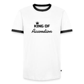 Accordéon Accordéoniste Musique Musicien Concert - T-shirt contrasté Homme - blanc/noir - Devant - AI Model Female 172 light (172cm) & AI Model Male 178 dark (178cm)
