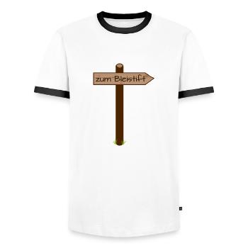 zum Bleistift - Männer Kontrast-T-Shirt - Weiß/Schwarz - Vorne - AI Model Female 172 light (172cm) & AI Model Male 178 dark (178cm)