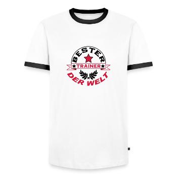 Bester trainer der welt - Männer Kontrast-T-Shirt - Weiß/Schwarz - Vorne - AI Model Female 172 light (172cm) & AI Model Male 178 dark (178cm)