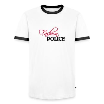 Fashion Police - Men's Ringer Shirt - white/black - Front - AI Model Female 172 light (172cm) & AI Model Male 178 dark (178cm)
