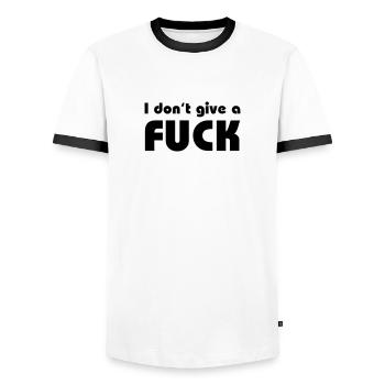I don't give a Fuck - Männer Kontrast-T-Shirt - Weiß/Schwarz - Vorne - AI Model Female 172 light (172cm) & AI Model Male 178 dark (178cm)