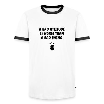 Golf - Sport - Golfer - Club - Green - Game - Play - T-shirt contrasté Homme - blanc/noir - Devant - AI Model Female 172 light (172cm) & AI Model Male 178 dark (178cm)