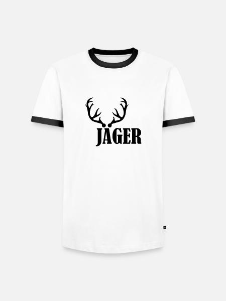 Jäger - Männer Kontrast-T-Shirt - Weiß/Schwarz