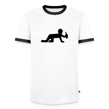 Alcohol - Men's Ringer Shirt - white/black - Front - AI Model Female 172 light (172cm) & AI Model Male 178 dark (178cm)