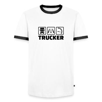 Trucker - T-shirt contrasté Homme - blanc/noir - Devant - AI Model Female 172 light (172cm) & AI Model Male 178 dark (178cm)