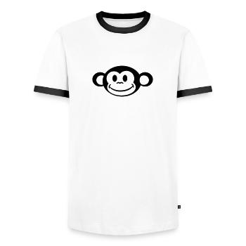 Little funny sweet cute monkey - Men's Ringer Shirt - white/black - Front - AI Model Female 172 light (172cm) & AI Model Male 178 dark (178cm)