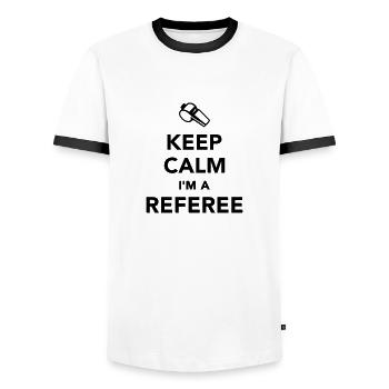 Keep calm I'm a Referee - T-shirt contrasté Homme - blanc/noir - Devant - AI Model Female 172 light (172cm) & AI Model Male 178 dark (178cm)