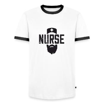 Best Nurse Ever - Krankenschwester Pfleger Notarzt - Men's Ringer Shirt - white/black - Front - AI Model Female 172 light (172cm) & AI Model Male 178 dark (178cm)