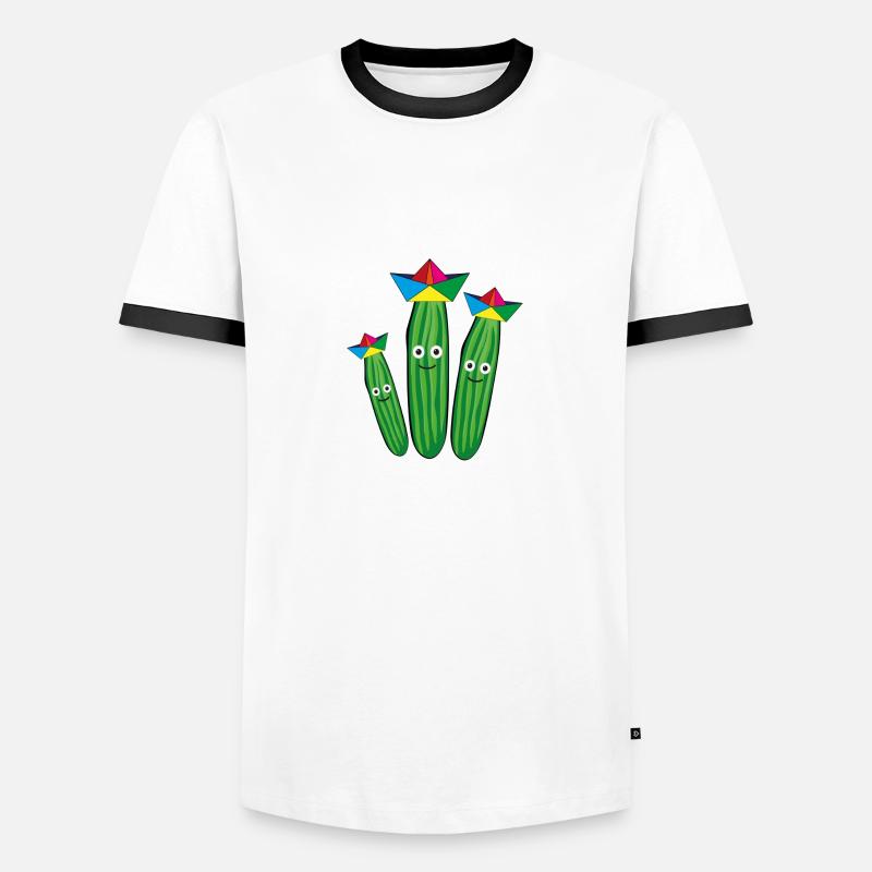 Trio de concombre,Concombre,Concombre,Concombre,Concombre,Concombre,Chapeau, Navire - T-shirt contrasté Homme - blanc/noir