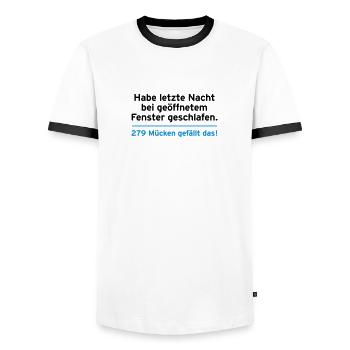 Nacht Schlaf Fenster Mücken Social Media Facebook - Männer Kontrast-T-Shirt - Weiß/Schwarz - Vorne - AI Model Female 172 light (172cm) & AI Model Male 178 dark (178cm)