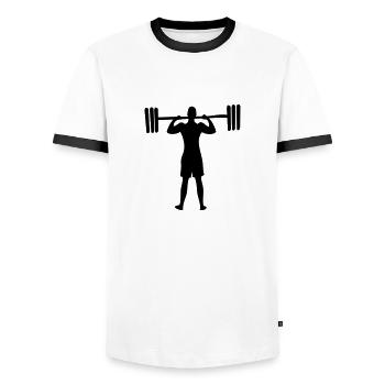 weighting lifting sports man - Men's Ringer Shirt - white/black - Front - AI Model Female 172 light (172cm) & AI Model Male 178 dark (178cm)