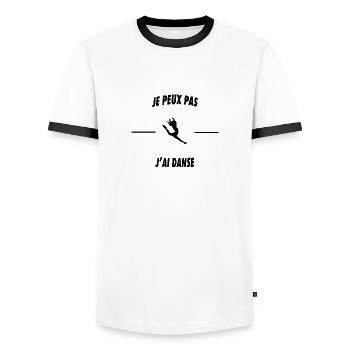 Je peux pas j'ai danse - T-shirt contrasté Homme - blanc/noir - Devant - AI Model Female 172 light (172cm) & AI Model Male 178 dark (178cm)