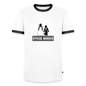 Official Married Caught short leash funny - Men's Ringer Shirt - white/black - Front - AI Model Female 172 light (172cm) & AI Model Male 178 dark (178cm)