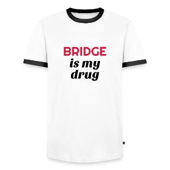 Bridge Card game Kartenspiel Jeu de cartes - Men's Ringer Shirt - white/black - Front - AI Model Female 172 light (172cm) & AI Model Male 178 dark (178cm)