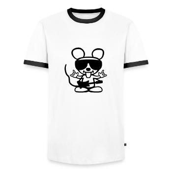 Coole Rock Maus - Männer Kontrast-T-Shirt - Weiß/Schwarz - Vorne - AI Model Female 172 light (172cm) & AI Model Male 178 dark (178cm)