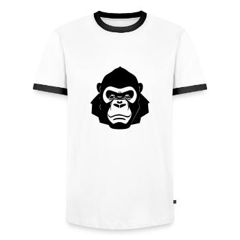 Harter Gorilla im Cartoon Stil - Männer Kontrast-T-Shirt - Weiß/Schwarz - Vorne - AI Model Female 172 light (172cm) & AI Model Male 178 dark (178cm)