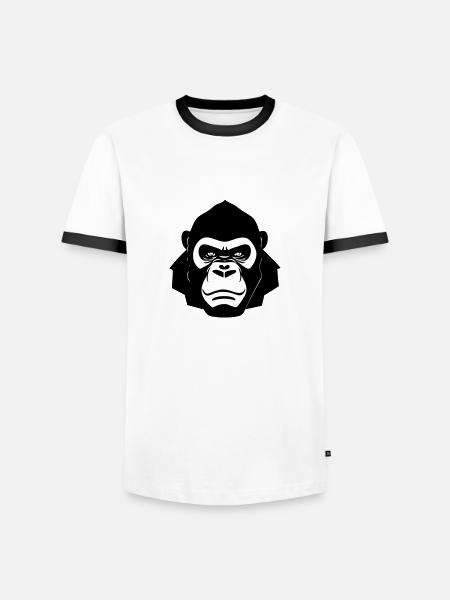 Gorille coriace dans le style cartoon - T-shirt contrasté Homme - blanc/noir
