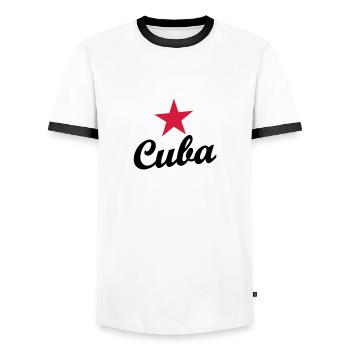 KUBA CUBA MIT ROTEM STERN - Männer Kontrast-T-Shirt - Weiß/Schwarz - Vorne - AI Model Female 172 light (172cm) & AI Model Male 178 dark (178cm)