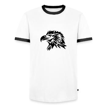 aigle tribal eagle tatoo tatouage 11022 - T-shirt contrasté Homme - blanc/noir - Devant - AI Model Female 172 light (172cm) & AI Model Male 178 dark (178cm)