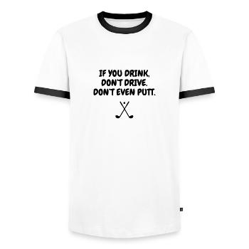 Golf - Sport - Golfer - Club - Green - Game - Play - T-shirt contrasté Homme - blanc/noir - Devant - AI Model Female 172 light (172cm) & AI Model Male 178 dark (178cm)