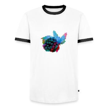 brombeere,blau,pop-art,blau,malerei,pink,graffiti - Männer Kontrast-T-Shirt - Weiß/Schwarz - Vorne - AI Model Female 172 light (172cm) & AI Model Male 178 dark (178cm)