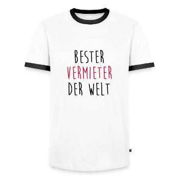 Vermieter Vermieterin Mieter Leasing Miete Auto - Männer Kontrast-T-Shirt - Weiß/Schwarz - Vorne - AI Model Female 172 light (172cm) & AI Model Male 178 dark (178cm)