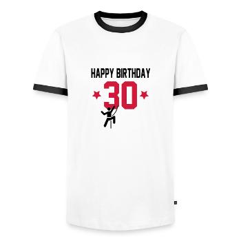30 - Männer Kontrast-T-Shirt - Weiß/Schwarz - Vorne - AI Model Female 172 light (172cm) & AI Model Male 178 dark (178cm)